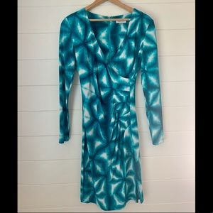 Calvin Klein Blue Patterned Wrap Dress